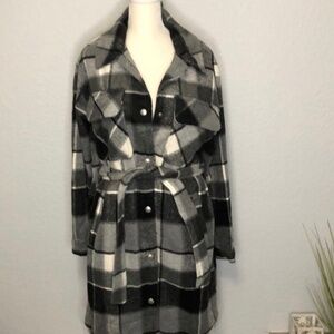 Blank NYC Plaid Jacket Coat with Belt-Size M